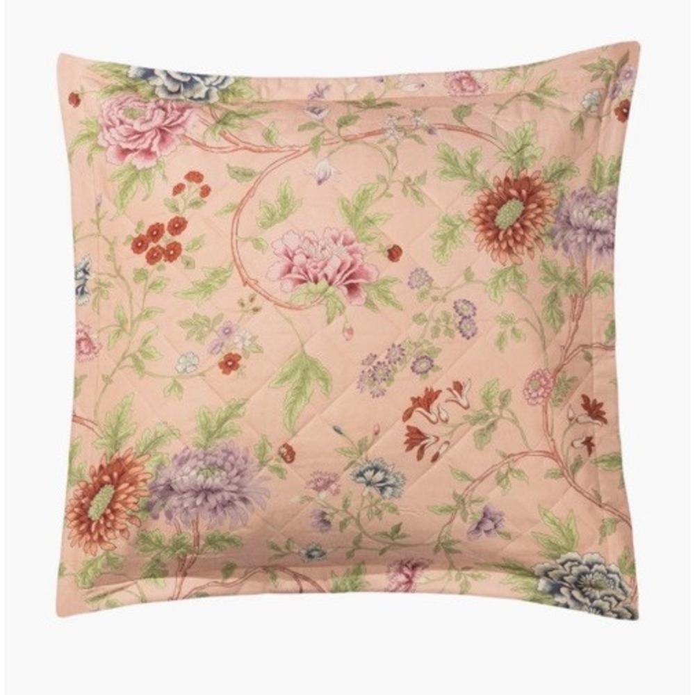 Matouk Schumacher Simone Apricot Linen Quilted Euro Sham 27"x27" NEW‎